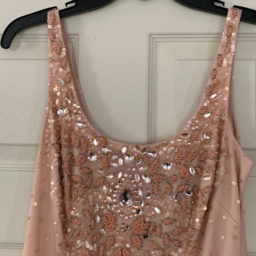 Intricate beaded Chiffon (Rose Gold) Cocktail Dress.